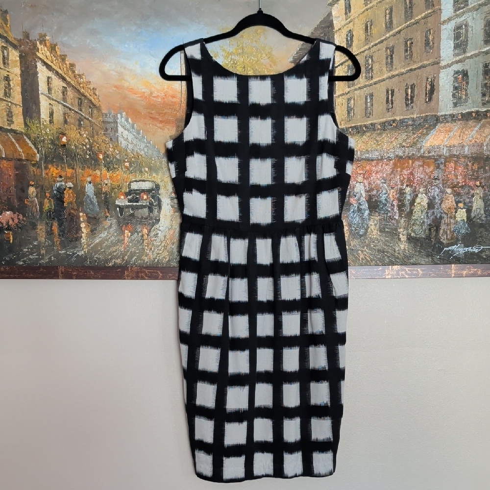 Liz Claiborne Black and White Grid Midi Dress